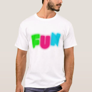 FUN Funky Groovy Neon Glow Blue Pink Green Letters T-shirt