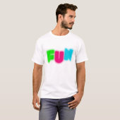 FUN Funky Groovy Neon Glow Blue Pink Green Letters T-shirt (Voorkant volledig)