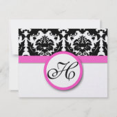 Fun & Funky Heart Damask Grape Trim RSVP (Voorkant)