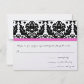 Fun & Funky Heart Damask Grape Trim RSVP Kaartje (Achterkant)