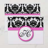 Fun & Funky Heart Damask Grape Trim RSVP Kaartje (Voorkant / Achterkant)