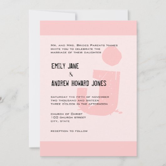 Fun & Funky Mongram Elegant Pink Silver Metallic Kaart (Voorkant)