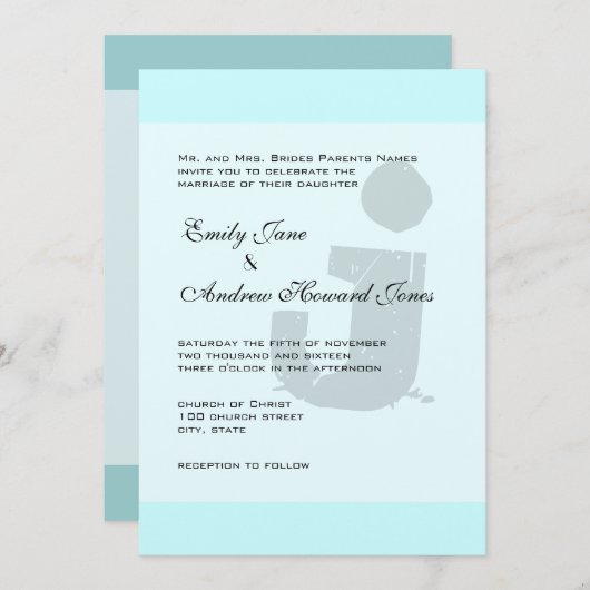 Fun & Funky Monogram op Elegant Silver Metallic Kaart (Voorkant / Achterkant)