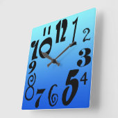 Fun funky Nummers — elektrisch blauwe gradiënt Vierkante Klok (Hoek)