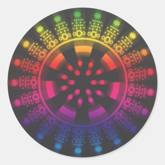 Fun Funky Psychedelic Circular Burst Sticker (Voorkant)