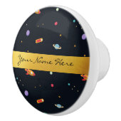 Fun Funky Retro Buitenspatie Raket & Planten Keramische Knop (Rechts)