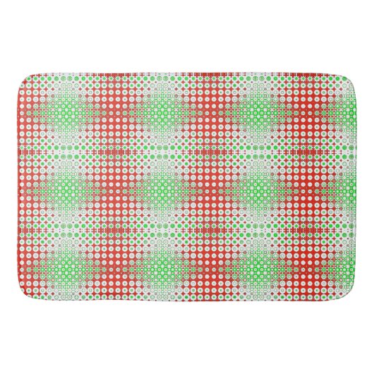 Fun, funky retro groen, rood, geel patroon badmat (Voorkant)