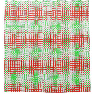 Fun, funky retro groen, rood, geel patroon douchegordijn