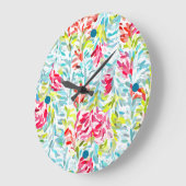 Fun Funky Summer Colors Paint Splatter Art Grote Klok (Hoek)