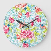 Fun Funky Summer Colors Paint Splatter Art Grote Klok (Voorkant)