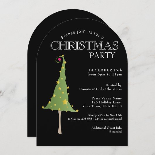 Fun Funky Tree Christmas Party  Kaart (Voorkant / Achterkant)