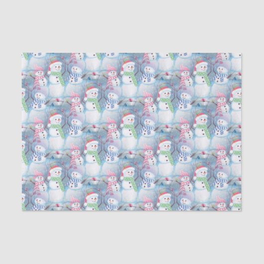 Fun Funny Kerstfeestdag Snowmen Kunstpatroon Tissuepapier (Voorkant)