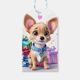 Fun Fur-ever Lucky Chihuahua Puppy & Kleurrijke Gi Cadeaulabel