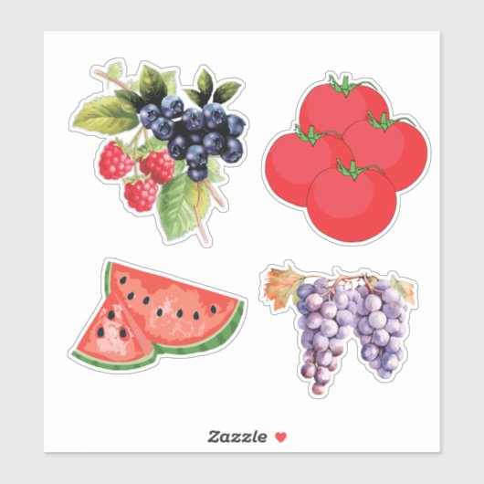 Fun Furit Sticker Pack Watermeloen Bessen Druiven (Vel)