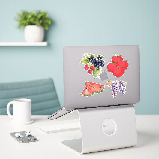 Fun Furit Sticker Pack Watermeloen Bessen Druiven (Laptop op bureau)
