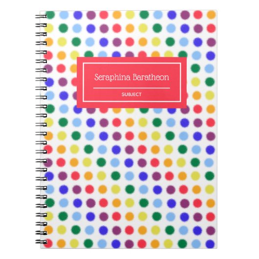 Fun Fuzzy Rainbow Stippen gepersonaliseerd Notitieboek (Voorkant)