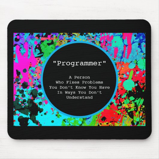 Fun Gag Gift for Programmers Abstract Splatter Art Muismat (Voorkant)