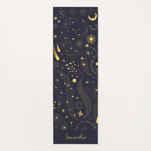 Fun Galaxy Pattern Black, speciaal gepersonaliseer Yogamat (Voorkant)