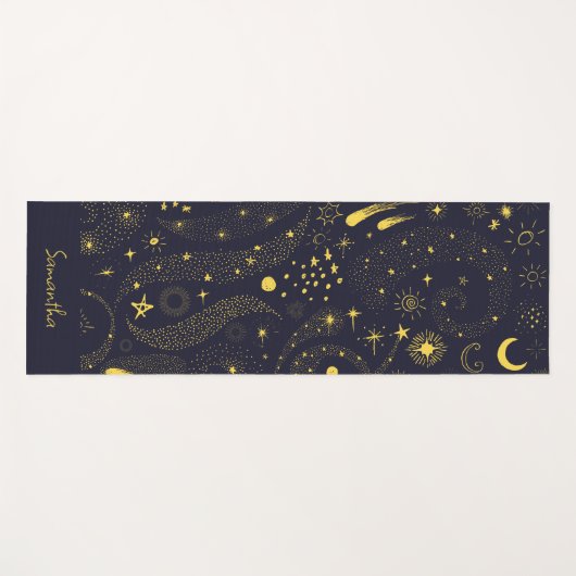 Fun Galaxy Pattern Black, speciaal gepersonaliseer Yogamat (Voorkant (horizontaal))