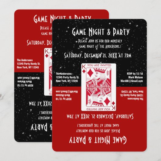 Fun Game Night Invitation Kaart (Voorkant / Achterkant)