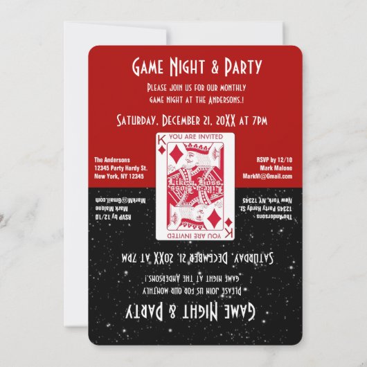 Fun Game Night Invitation Kaart (Achterkant)