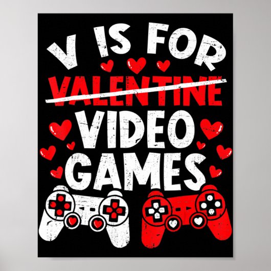 Fun Gamer Valentijnsdag Boys Vis for Video Games Poster (Voorkant)