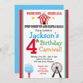 Fun & Games Carnival Party Invitation (primair) Kaart (Voorkant / Achterkant)