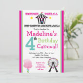 Fun & Games Girl's Carnival Party Invitation Kaart (Staand voorkant)