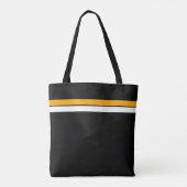 Fun Geel Wit Racing Stripes Zwart Achtergrond Tote Bag (Achterkant)