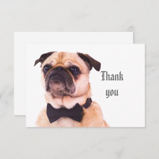 Fun Gekke Formele Pug Dog Dank u Bedankkaart (Voorkant / Achterkant)