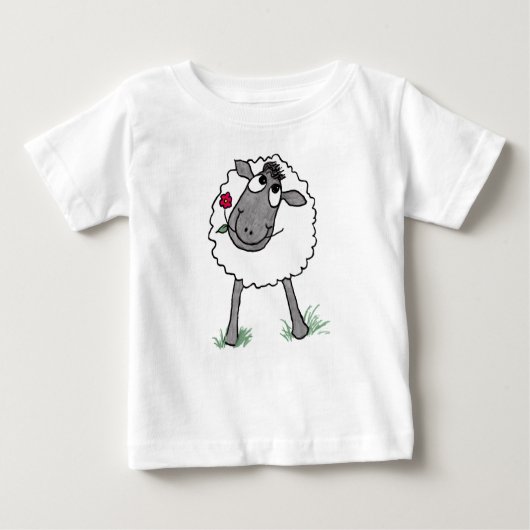 Fun Gekke Sheep met Bloem, Toddler T-shirt (Voorkant)