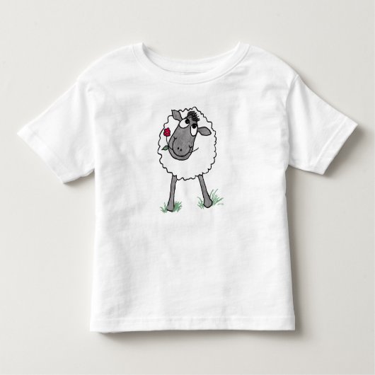 Fun Gekke Sheep met Bloem, Toddler T-shirt (Voorkant)