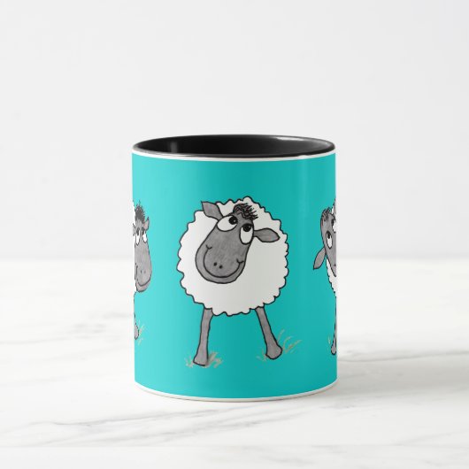 Fun Gekke Sheep Ringer Mok, Turquoise Mok (Midden)