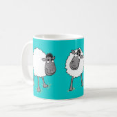 Fun Gekke Sheep Ringer Mok, Turquoise Mok (Voorkant links)