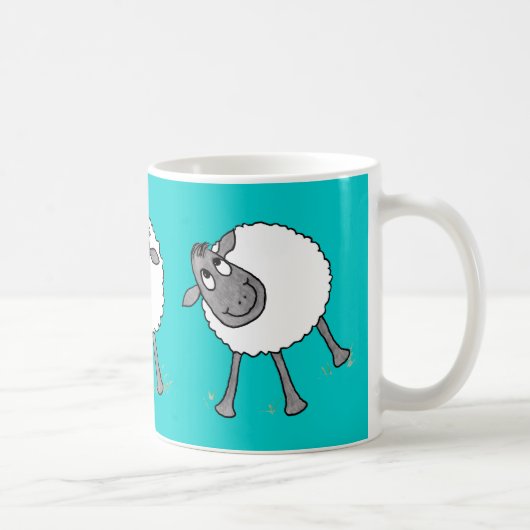 Fun Gekke Sheep Ringer Mok, Turquoise Mok (Rechts)