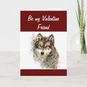 Fun Gekke Waterverf Wolf Valentijn Friend Humor Feestdagen Kaart