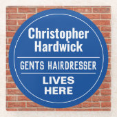 Fun Gents Hairdresser Wall Plaque Style Glazen Onderzetter (Voorkant)