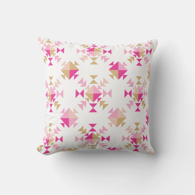 Fun Geometric Quilt Block Pattern in Pink and Red Kussen (Voorkant)