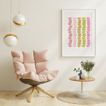 Fun Geometric Shape Art in Spring Green and Pink Poster<br><div class="desc">Een helder en gelukkig geometrisch grafisch ontwerppatroon van halve cirkels in roze en groen.</div>