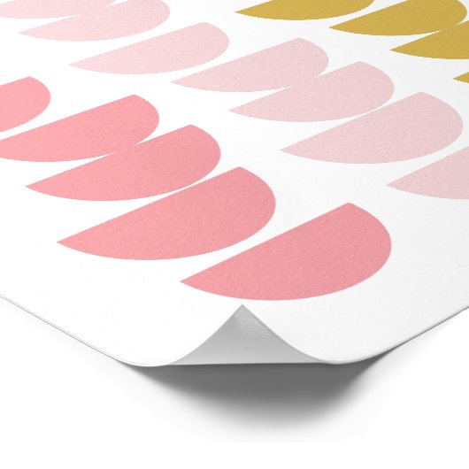 Fun Geometric Shape Art in Spring Green and Pink Poster (Hoek)