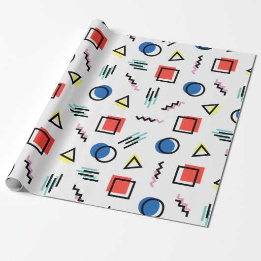 Fun Geometric Shapes Modern Graphic Art Cadeaupapier (Uitgerold)