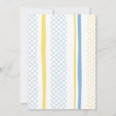 Fun Geometric Yellow & Blue Baby Shower Invitation Kaart (Achterkant)