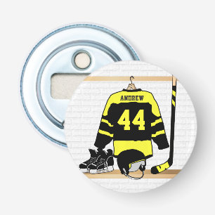 Fun, gepersonaliseerd IJshockeyontwerp Button Flesopener