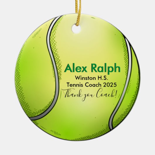 Fun, gepersonaliseerd Tennis Ball-vormig Keramisch Ornament (Voorkant)