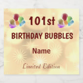 Fun gepersonaliseerde 101e verjaardag sparkling wijnetiket (Enkel label)