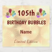 Fun gepersonaliseerde 105e verjaardag sparkling wijnetiket (Enkel label)