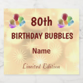 Fun gepersonaliseerde 80th Birthday Sparkling Wijnetiket (Enkel label)