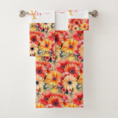 Fun Gerbera Daisies Floral Towel Set Bad Handdoek (Insitu)