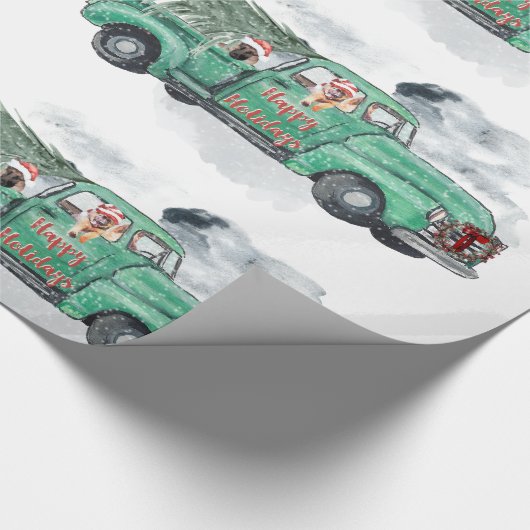 Fun German Shepherds in  Truck Holiday Cadeaupapier (Hoek)