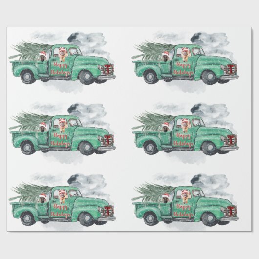 Fun German Shepherds in  Truck Holiday Cadeaupapier (Vlak)